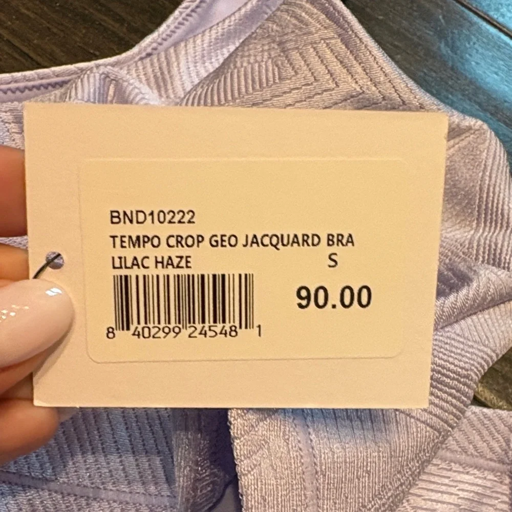 Bandier NWT Size Small Set in Lilac Geo Seamless Sports Bra and Leggings - Picture 5 of 10